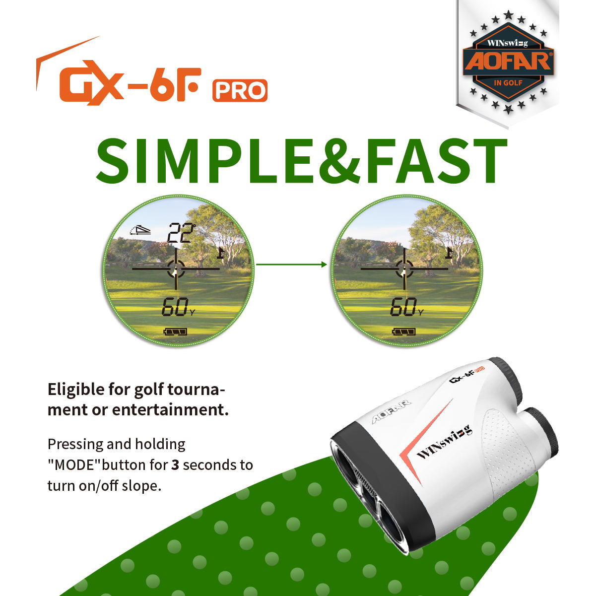 GX-6F PRO Golf Rangefinder 600 Yards