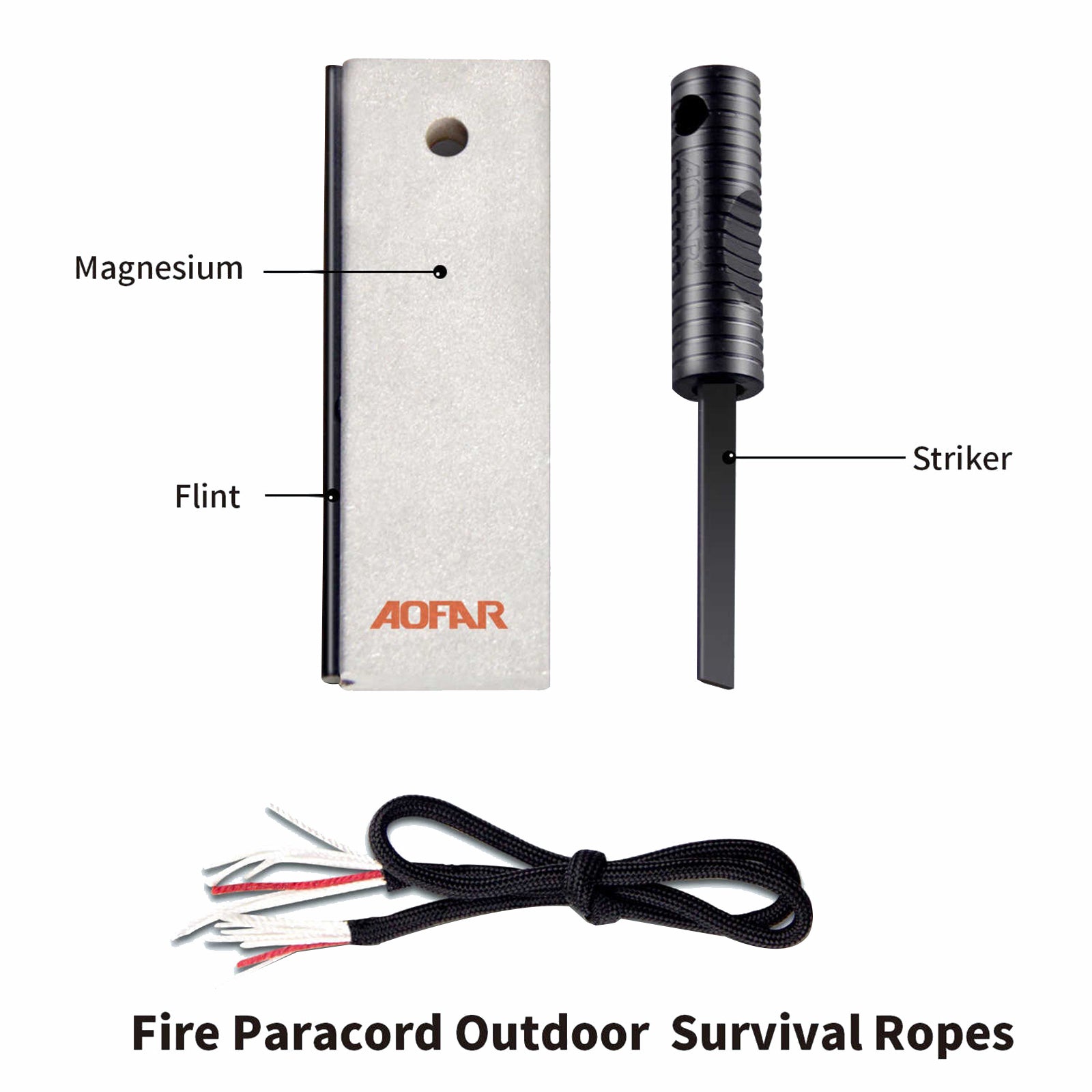 AOFAR Magnesium Fire Starter (2-Pack) Waterproof Pouch for Camping, Hiking, Hunting, Backpacking,Outdoor Survival kit