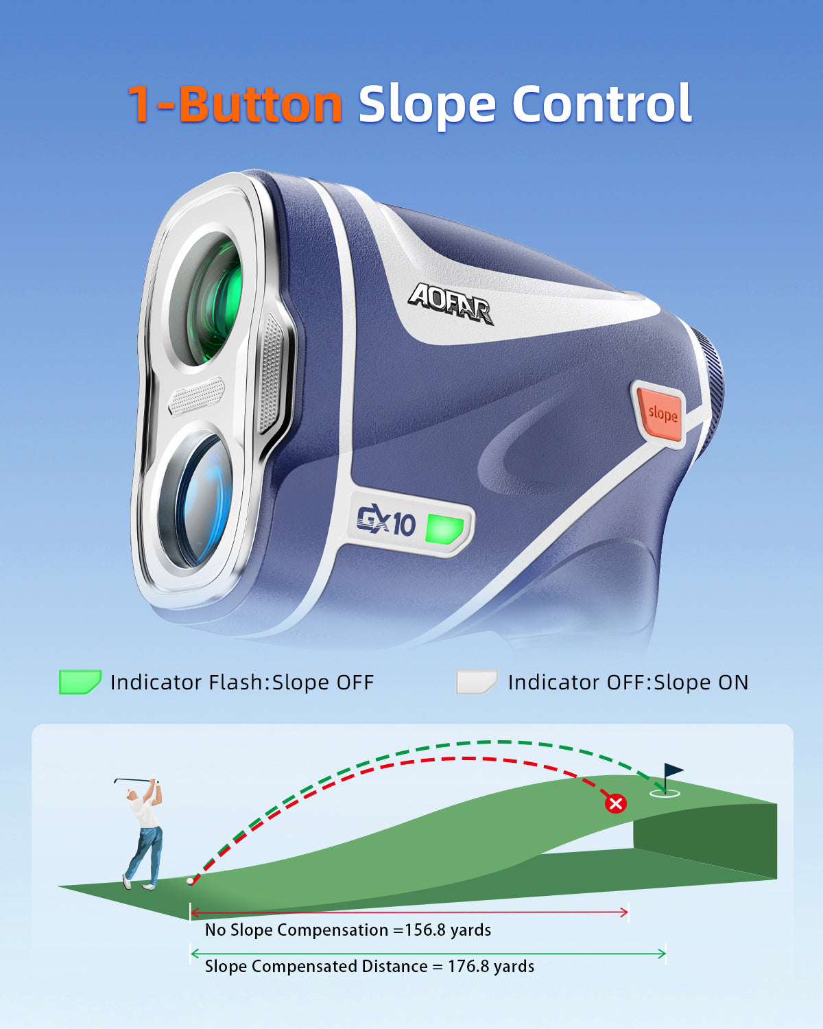AOFAR GX10 Golf Rangefinder | Tournament Legal with Slope Switch