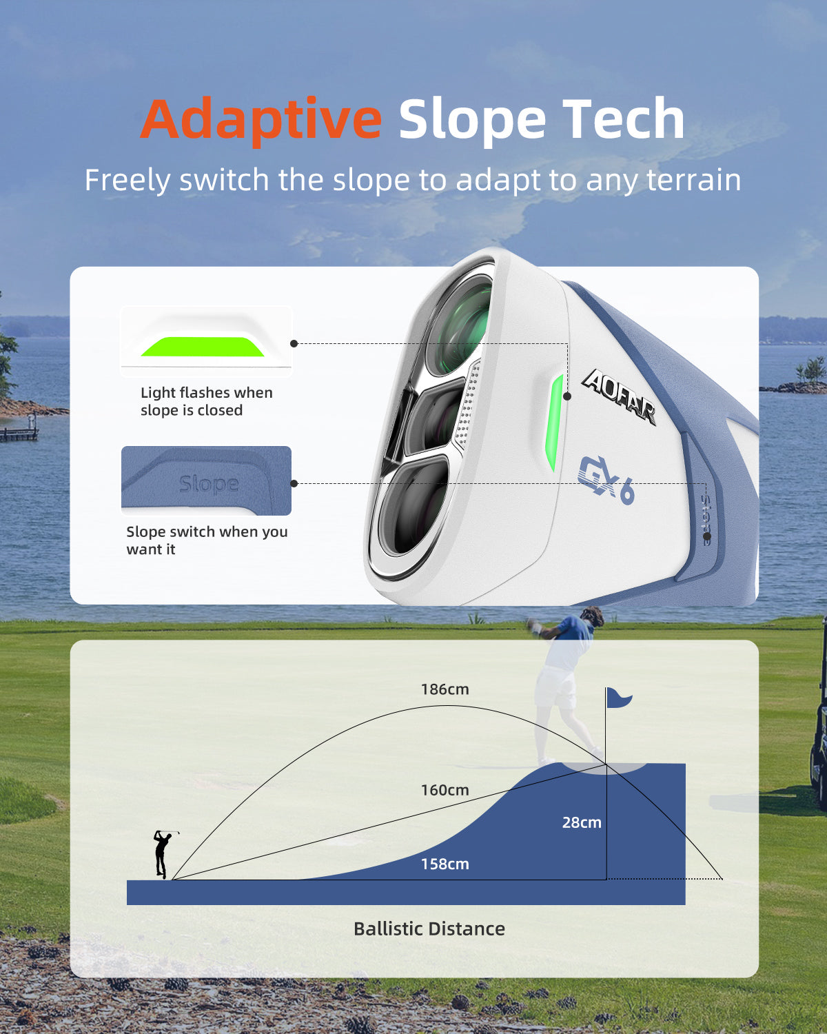 AOFAR GX6 Golf Rangefinder | 1000 Yards | Slope Switch | 7X