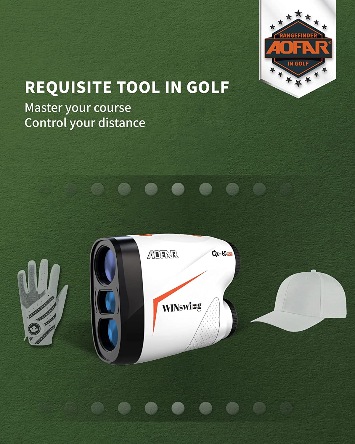 AOFAR GX-6F PRO Golf Rangefinder | Slope Mode with Flag-Lock and