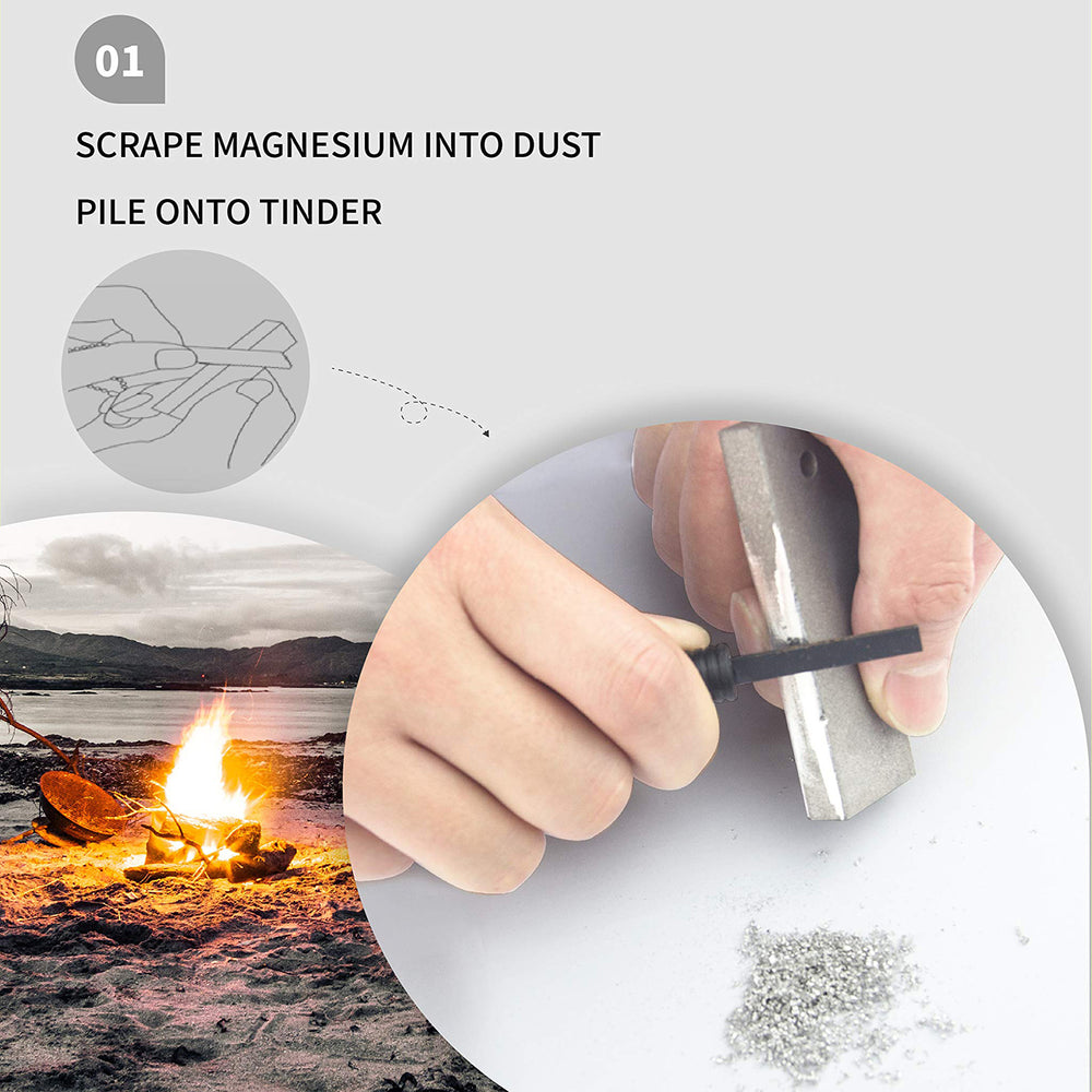 AOFAR Magnesium Fire Starter (2Pack) Waterproof Pouch for Camping